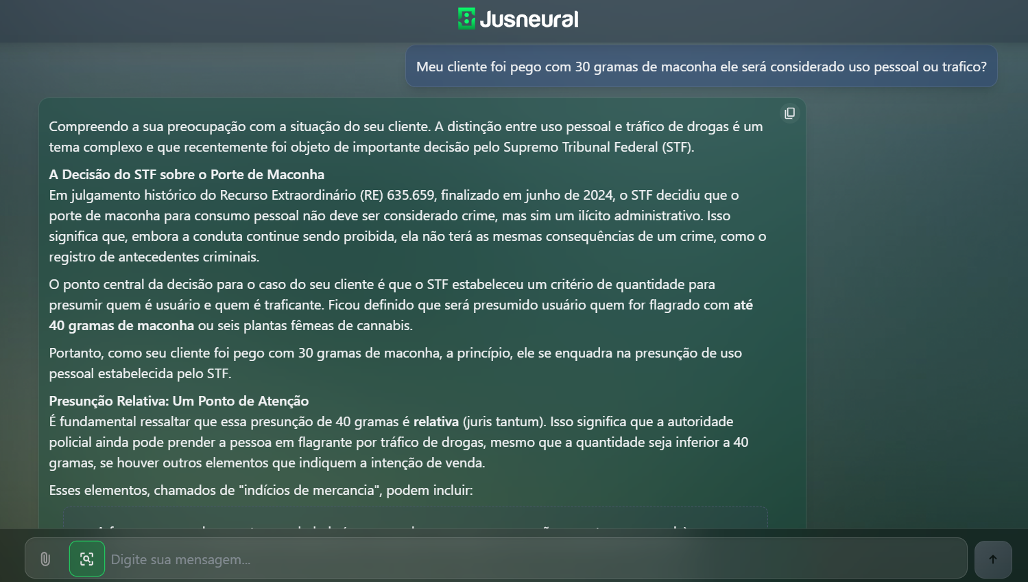 Jusneural Print do aplicativo Jusneural